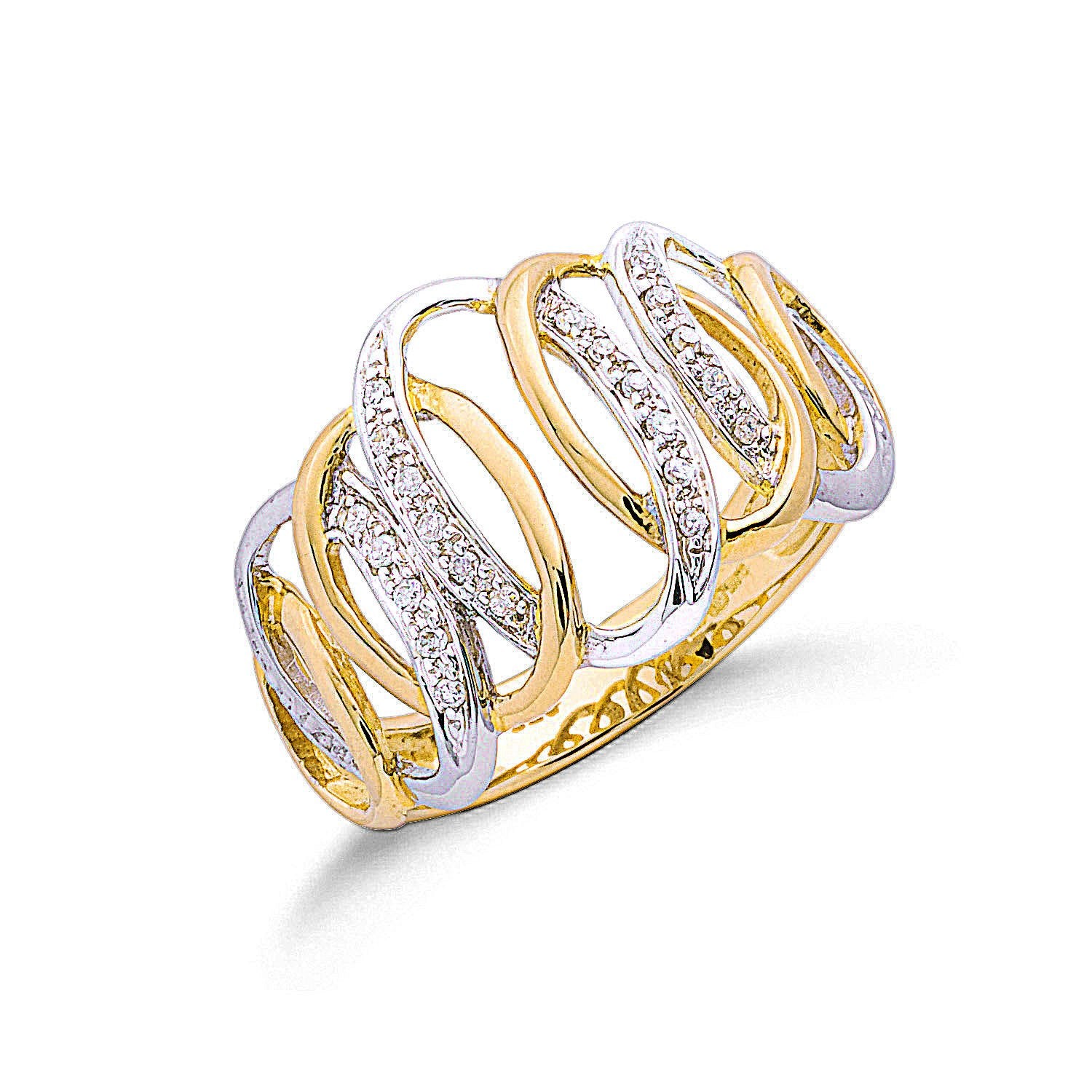 9ct Two Colour Gold 0.10ctw Diamond Ring - Fine Ring - Certified Authentic - Swiss Made – Luxury Jewellery by Imperial